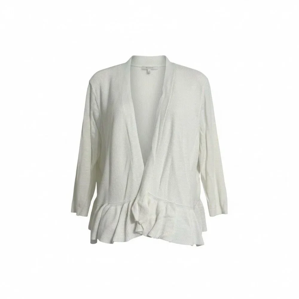 Tommy Hilfiger Women’s Open Front Peplum Cardigan Sweater | White | XXL